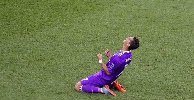 Cristiano Ronaldo, durante la final de la Liga de Campeones. / CHEMA MOYA (EFE)