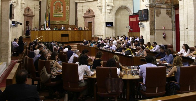 El Pleno del Parlamento andaluz, durante una de las votaciones de la sesión