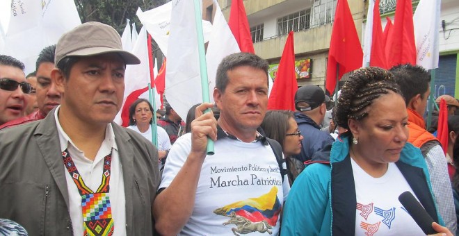 Huber Ballesteros en una manifestación en Colombia del Movimiento Social y Político Marcha Patriótica /Marcha Patriótica