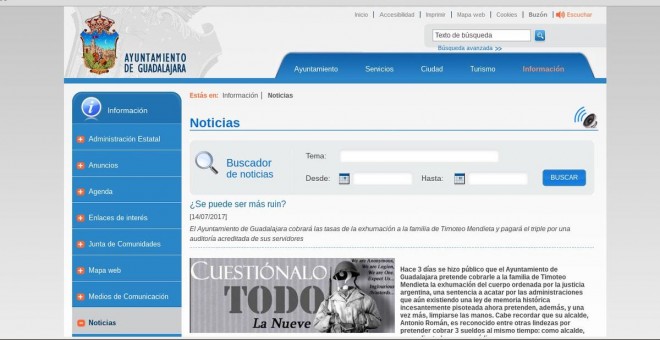 La web del Ayuntamiento de Guadalajara