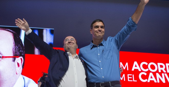 El líder del PSC, Miquel Iceta, y el Secretario General del PSOE, Pedro Sánchez.EFE/Quique García