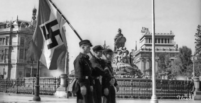 Octubre de1940, el jefe de la policía nazi, Heinrich Himmler, visita a sus aliados franquistas.- TWITTER ARMH