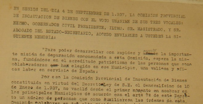 Escritos de documento encontrado del Ayuntamiento del Concejo de Sestao de 1937. / D.A.