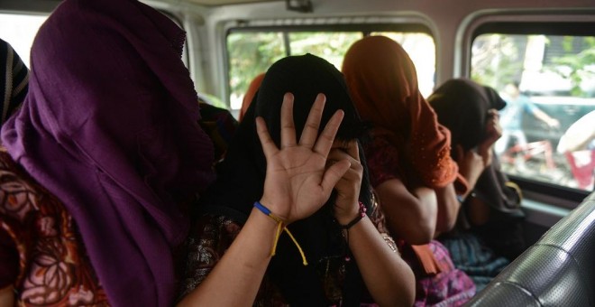 Personas indígenas víctimas de trata en Guatemala. AFP