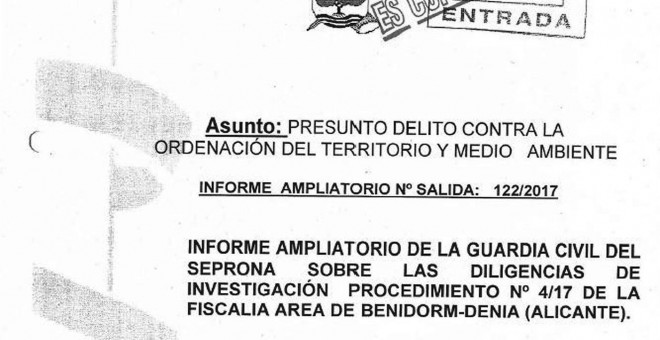 Informa del SEPRONA sobre un presunto delito contra la ordenación del territorio y medio ambiente