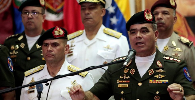 El ministro de Defensa de Venezuela, Vladimir Padrino, en una rueda de prensa en Caracas el pasado 1 de agosto. REUTERS/Marco Bello