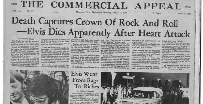 Portada del 18 de agosto del 1977 de 'The Commercial Appeal', periódico local de Memphis