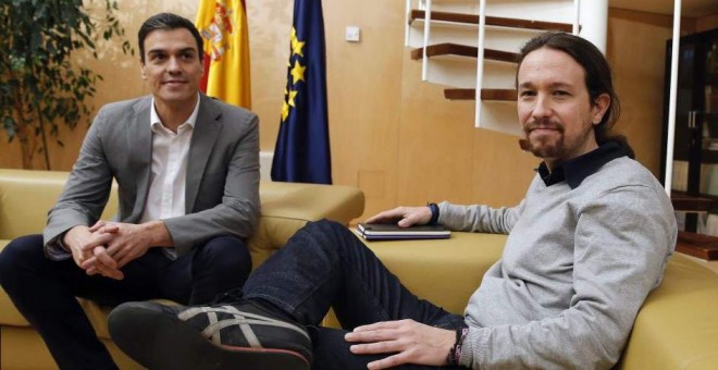 Foto de archivo de Pedro Sánchez y Pablo Iglesias. / EFE