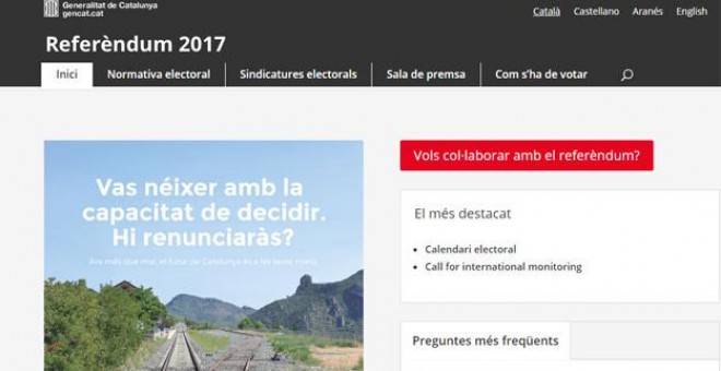 La web referendum.cat, antes de su cierre.