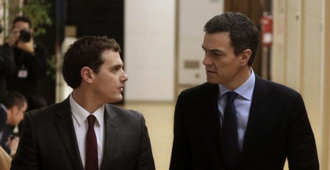 El presidente de Ciudadanos, Albert Rivera, y el secretario general del PSOE, Pedro Sánchez, en una imagen de archivo. EFE