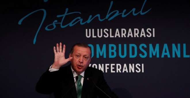 El presidente de Turquía, Recep Tayyip Erdogan durantye una conferencia en Estambul. REUTERS/Murad Sezer