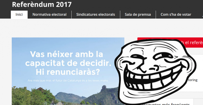 La página web referendum.cat, clonada por el Partit Pirata de Catalunya.