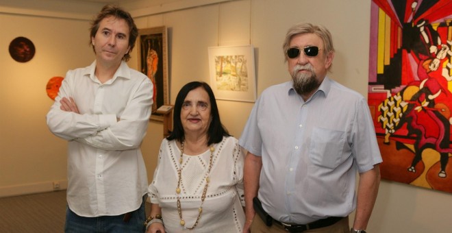 Eduardo Matute, Natividad Díez Y Rafael Arias, tres de los artistas invidentes que exponen en el Museo Tiflológico de la ONCE. E.P.