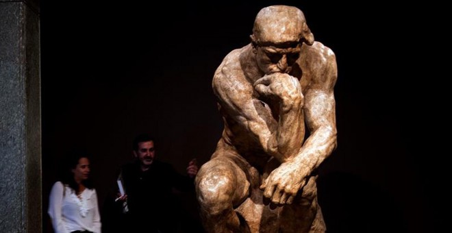 Versión de la obra 'El pensador' que puede contemplarse en la exposición 'El infierno según Rodin'.- EFE