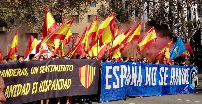 La ultradreta dóna suport i es fa visible a la manifestació convocada per Societat Civil Catalana / Javier Borràs