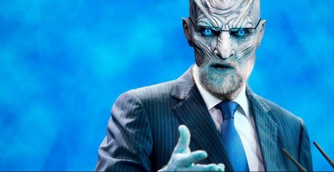 Mariano Rajoy transformado en caminante blanco (personaje de la serie Juego de Tronos). La utilización de una imagen propiedad de HBO podría impedir que un meme como este fuera subido a la red.