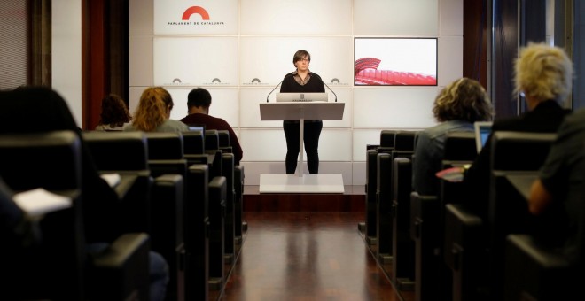 La diputada de la CUP Mireia Boya en una comparecencia en el Parlament. REUTERS/Juan Medina