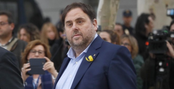 Oriol Junqueras, a su llegada a la Audiencia Nacional. / EFE