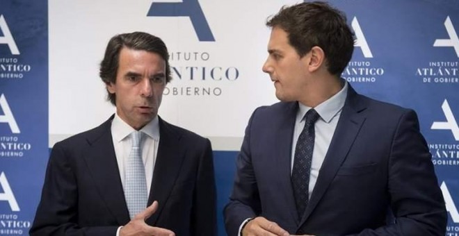 Albert Rivera participó hace unos meses en un acto del Instituto Atlántico donde José María Aznar organizó un máster de 'liderazgo'. Archivo EFE