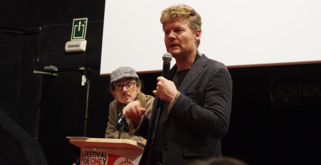 L'ecoomista Austríac Christian Felber, en la cloenda del 14è Festival Internacional de Cinema i Drets Humans de Barcelona. / Queralt Castillo