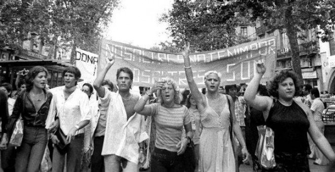 Manifestación del colectivo LGTB en Barcelona en 1977