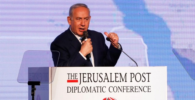 El primer ministro de Israel, Benjamin Netanyahu, en una conferencia organizada por 'The Jerusalem Post'. REUTERS/Ronen Zvulun