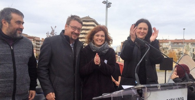 Llorenç Planagumà, Xavier Domènech, Elisenda Alamany i Geni Pascual en campanya a Girona /Europa Press