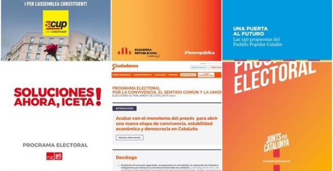Collage de programas para las elecciones de Catalunya. EUROPA PRESS