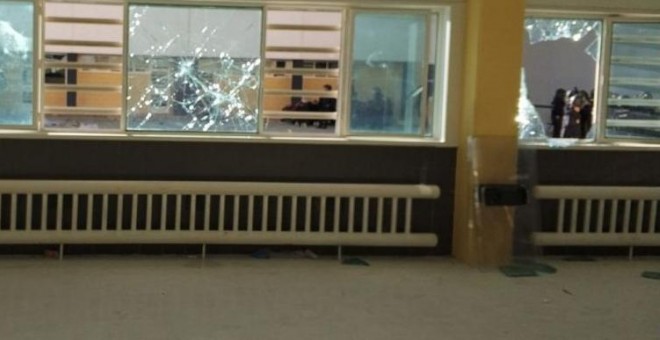 Destrozos en el interior de la cárcel de Archidona tras una protesta de los migrantes internos.