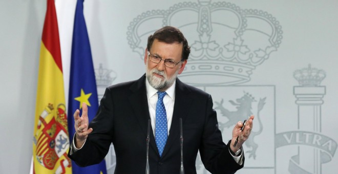 El presidente del Gobierno, Mariano Rajoy, durante la rueda de prensa en el Palacio de la Moncloa tras las elecciones del 21-D. REUTERS/Sergio Perez