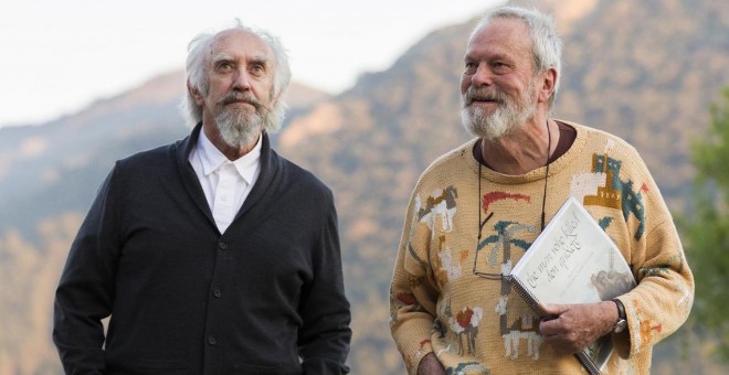Jonathan Pryce y Terry Gilliam, en el rodaje de 'El hombre que mató a Don Quijote'