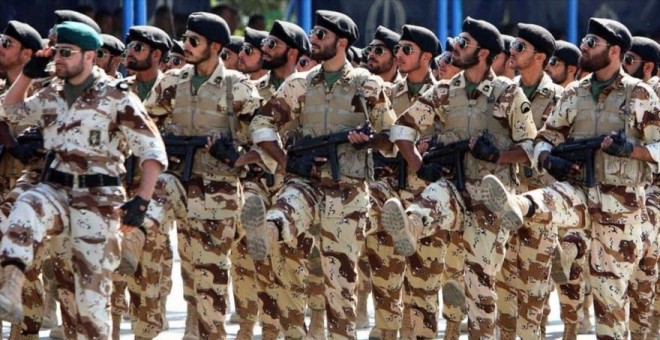 Fuerzas del Cuerpo de Guardianes de la Revolución Islámica de Irán (CGRI) durante un