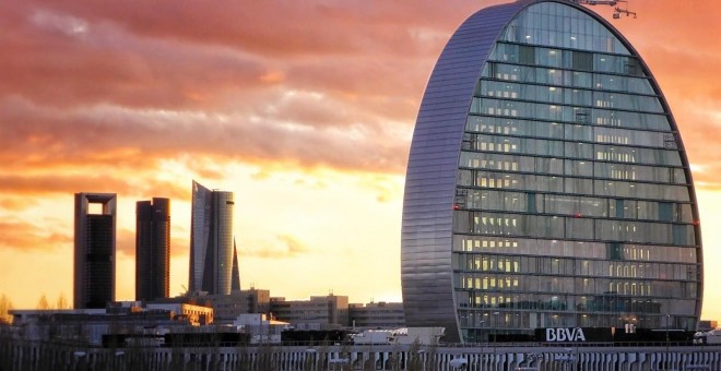 El edificio La Vela, la sede del BBVA en la zona norte de Madrid.