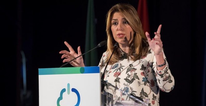 La presidenta andaluza, Susana Díaz, durante su intervención en la presentación en Sevilla del Plan de Acción Empresa Digital (PAED). /EFE