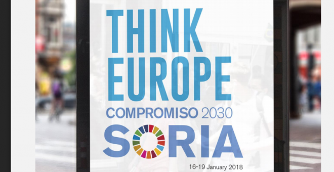 Cartel promocional del Conreso 'Think Europe. Compromiso 2020' que se celebra en Soria