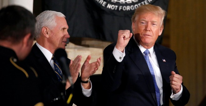 El presidente de EEUU, Donald Trump, en una ceremonia de entrega de medallas en Washington. /EFE