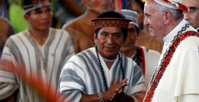 El Papa durante su visita en Perú./ REUTERS