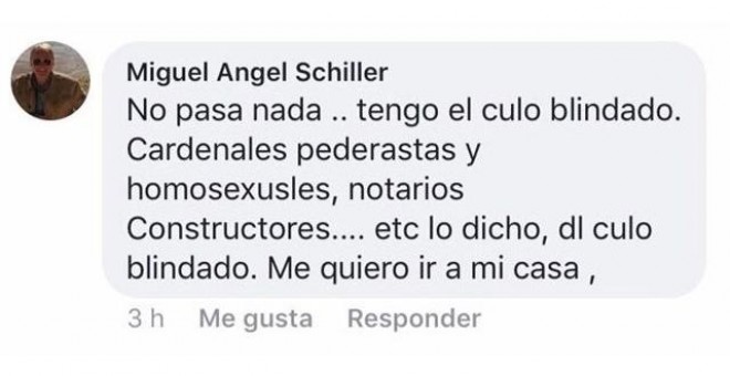 Captura de un comentario de Miguel Ángel Schiller en su perfil de Facebook. / EP