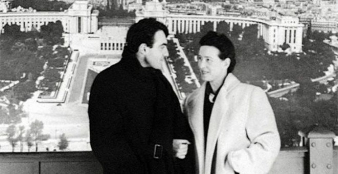 Simone de Beauvoir junto a Lanzmann.