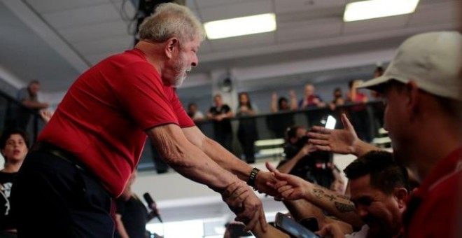 Lula da Silva en sede del Sindicato de los Metalúrgicos de la región metropolitana de Sao Paulo. REUTERS