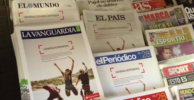 En enero de 2015 todos los periódicos de la Asociación de Editores de Diarios Españoles (AEDE) ocuparon toda su portada con publicidad del Banco Santander, lo que provocó críticas sobre su independencia.