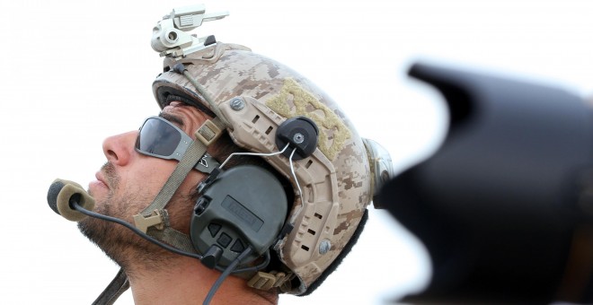Soldado americano durante un ejercicio militar. AFP