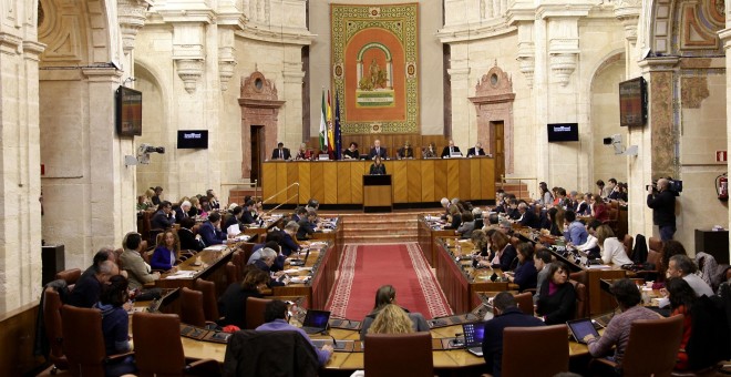 La presidenta de la Junta de Andalucía, Susana Díaz comparece en el Parlamento andaluz.