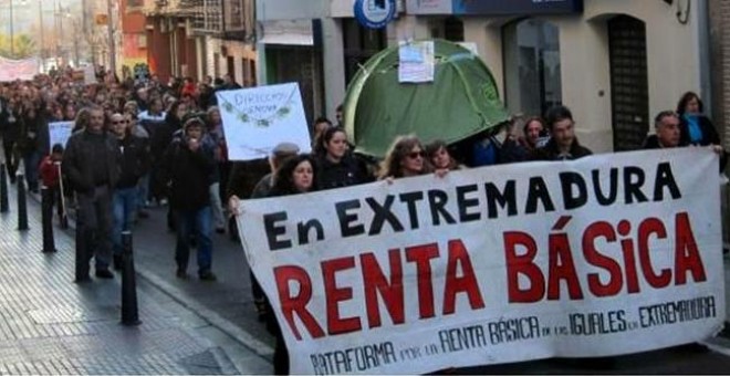 Movilización contra los recortes en Extremadura. Campamento Dignidad