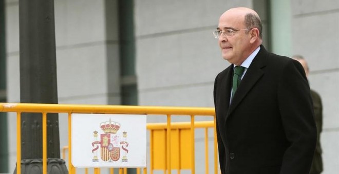 El coronel de la Guardia Civil Diego Pérez de los Cobos tras declarar como testigo ante la jueza de la Audiencia Nacional Carmen Lamela, dentro de las pesquisas que lleva a cabo sobre el papel de los Mossos d'Esquadra en los preparativos del referéndum il