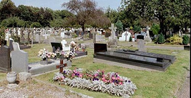 Tumba de Miguel Ángel Santamaría, en el cementerio de Gunnesbury. Foto familiar.