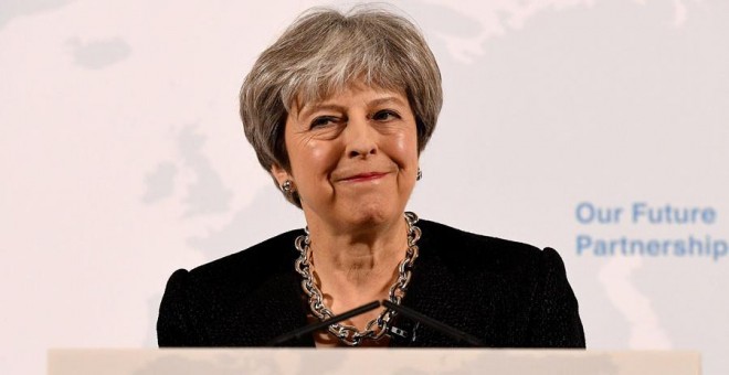 May, durante su discurso este viernes en Londres. REUTERS/Leon Neal