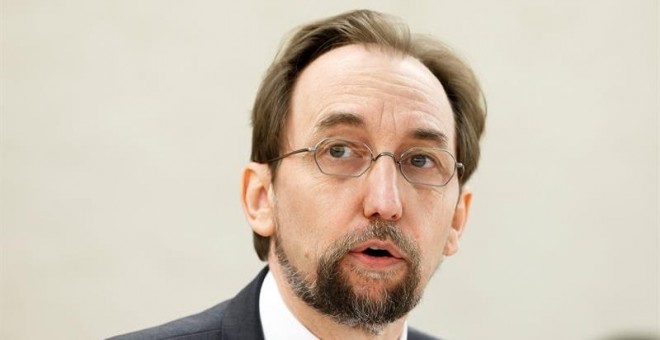 El alto comisionado de la ONU para los Derechos Humanos, Zeid Raad al Hussein, presenta el informe anual sobre la situación de los DDHH. EFE/ Salvatore Di Nolfi