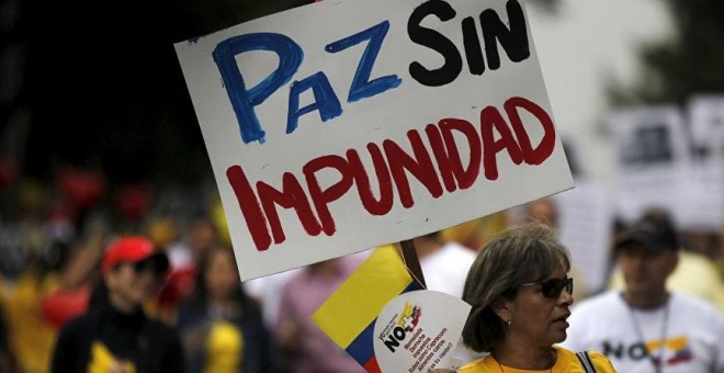 Una protesta campesina en Colombia pidiendo paz sin impunidad. REUTERS