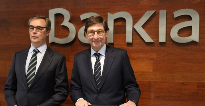 José Ignacio Goirigolzarri y José Sevilla presentan el Plan Estratégico 2018-2020 de Bankia. E.P.